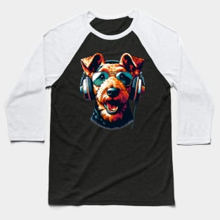 Welsh Terrier Smiling DJ in Bright Japanese Art Style Baseball T-Shirt